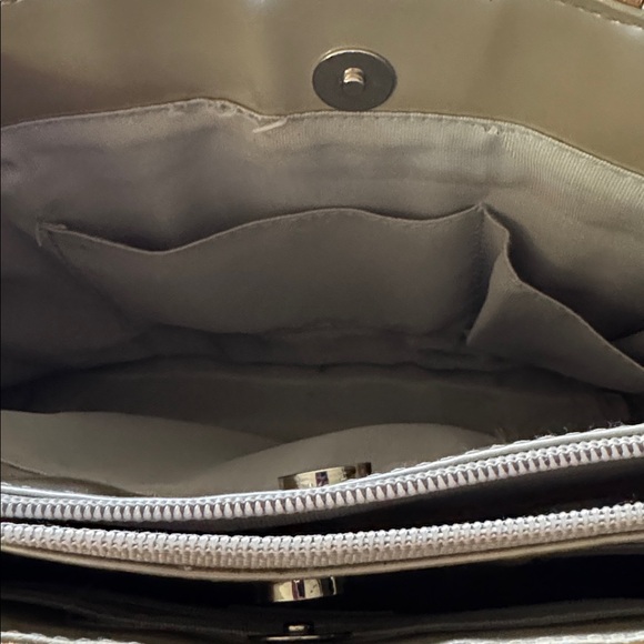 Beijo glossy deep champagne tone, faux green alligator texture, suede panel bag - Picture 7 of 10